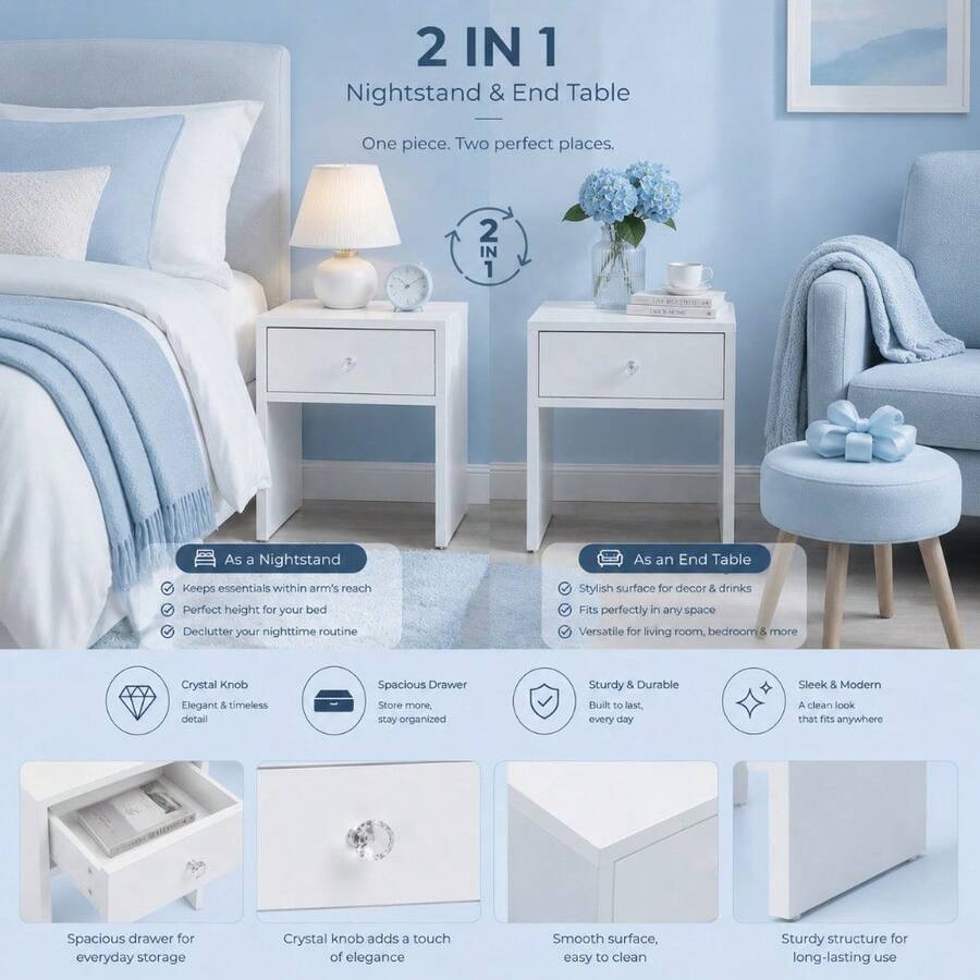 كرسي تخزين وطاولة جانبية 2 في  - مراجعة Furniture Hardware Nut وسعره