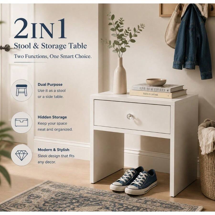 كرسي تخزين وطاولة جانبية 2 في  - مراجعة Furniture Hardware Nut وسعره